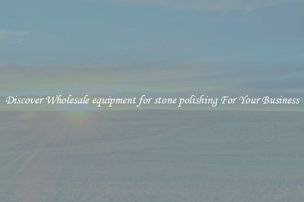 Discover Wholesale equipment for stone polishing For Your Business
