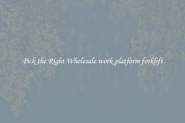 Pick the Right Wholesale work platform forklift